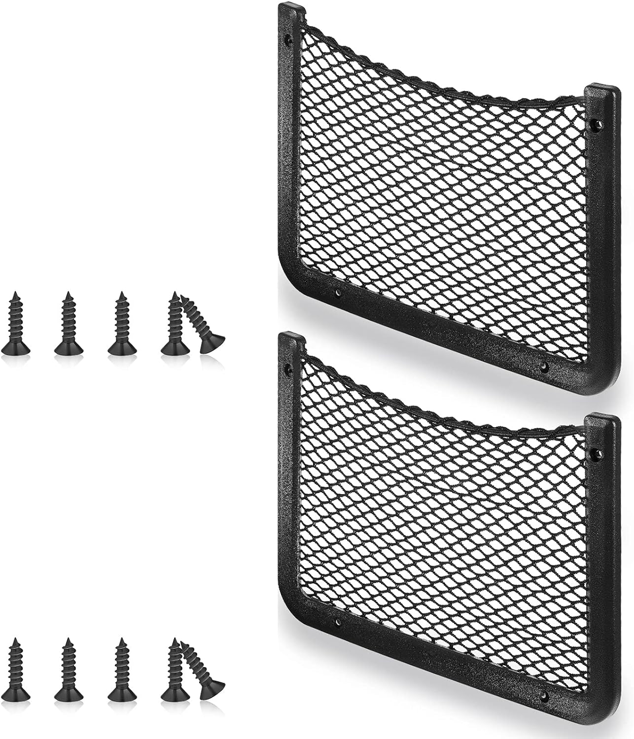 2 Pcs ABS Plastic Frame Car Storage Net Bag Phone Car Mesh Net Holder RV Storage Boat Cargo Pocket Organizer Framed Mesh Pocket with Screws for Auto RV (12 X 8 Inch)