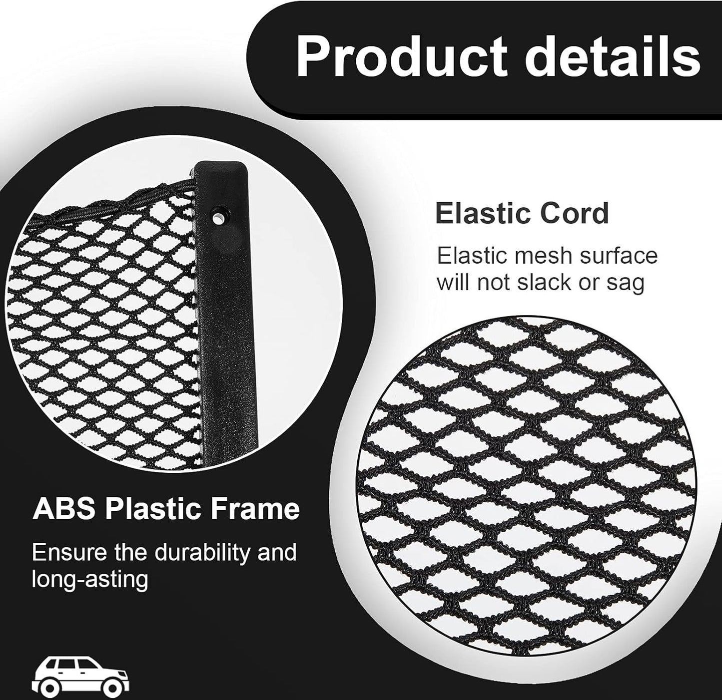 2 Pcs ABS Plastic Frame Car Storage Net Bag Phone Car Mesh Net Holder RV Storage Boat Cargo Pocket Organizer Framed Mesh Pocket with Screws for Auto RV (12 X 8 Inch)