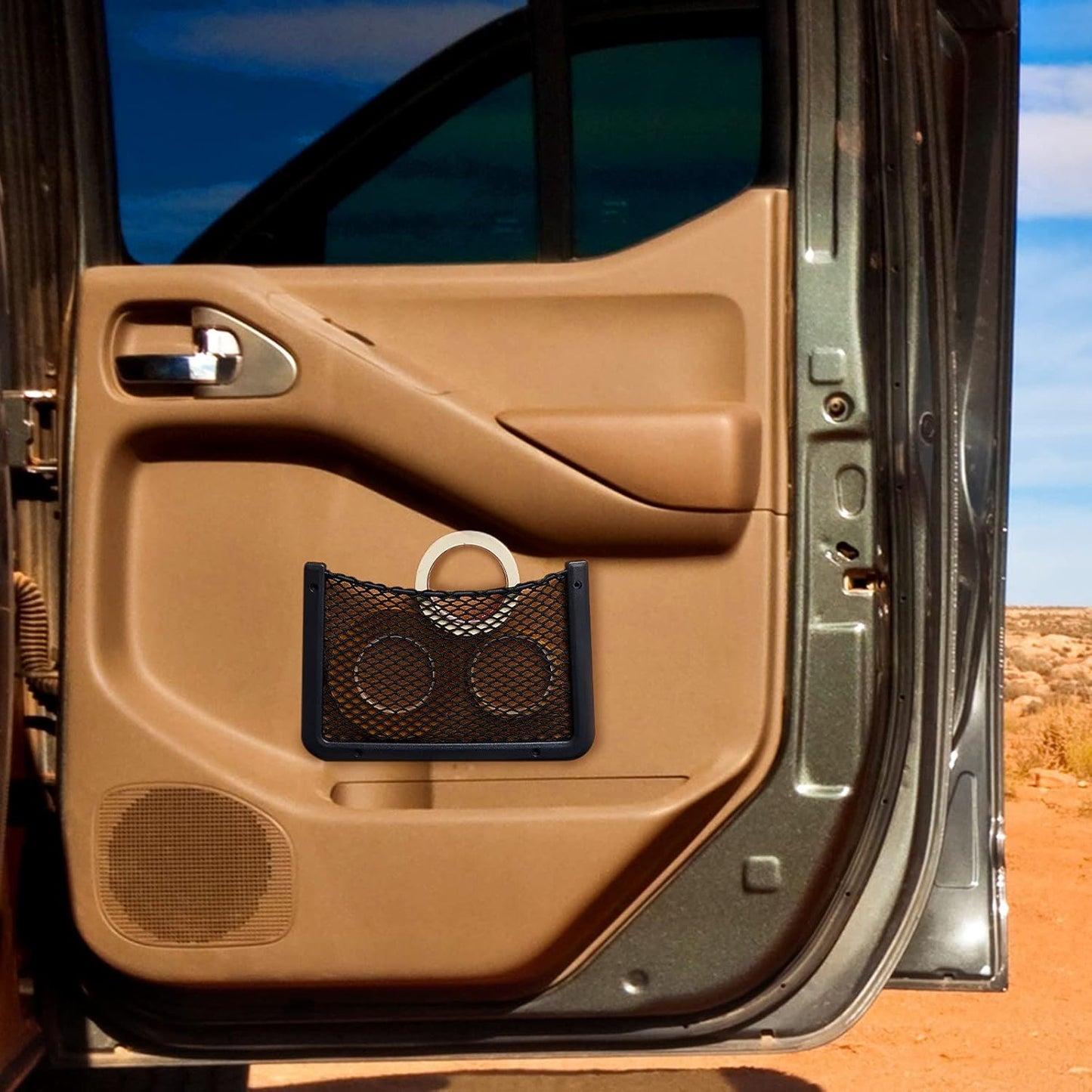 2 Pcs ABS Plastic Frame Car Storage Net Bag Phone Car Mesh Net Holder RV Storage Boat Cargo Pocket Organizer Framed Mesh Pocket with Screws for Auto RV (12 X 8 Inch)