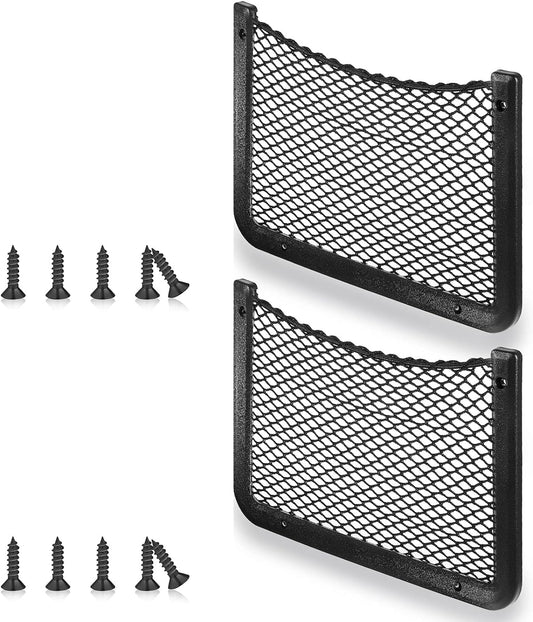 2 Pcs ABS Plastic Frame Car Storage Net Bag Phone Car Mesh Net Holder RV Storage Boat Cargo Pocket Organizer Framed Mesh Pocket with Screws for Auto RV (12 X 8 Inch)