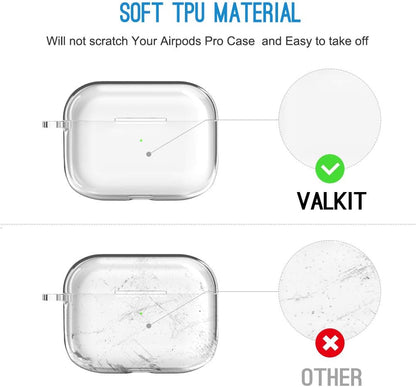 Compatible Airpods Pro Case Cover, Clear Airpod Pro Soft TPU Protective Case 2019 with Keychain Shockproof Cover for Apple Airpods Pro Charging Case [Front Led Visible] - Transparent