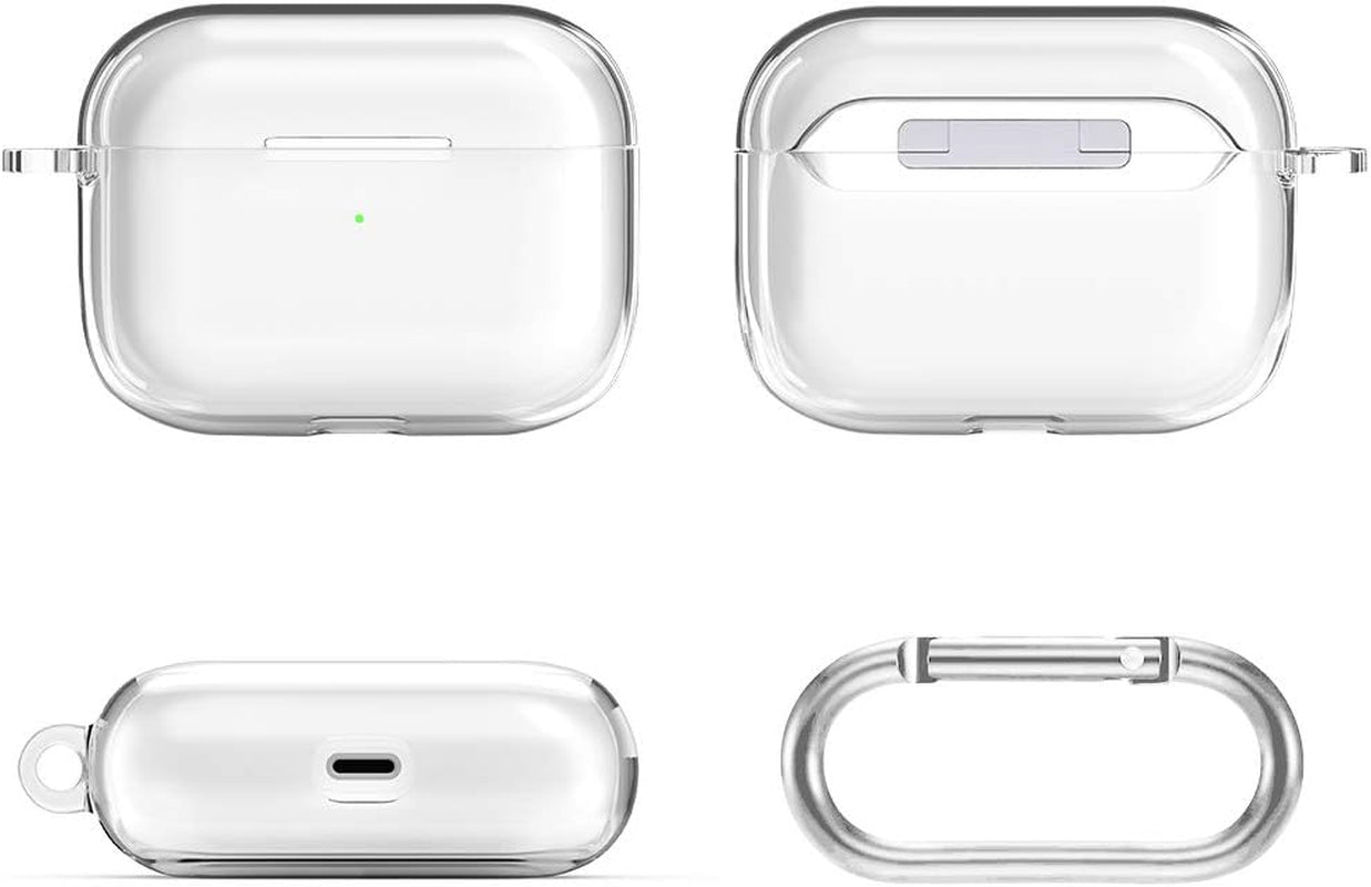Compatible Airpods Pro Case Cover, Clear Airpod Pro Soft TPU Protective Case 2019 with Keychain Shockproof Cover for Apple Airpods Pro Charging Case [Front Led Visible] - Transparent