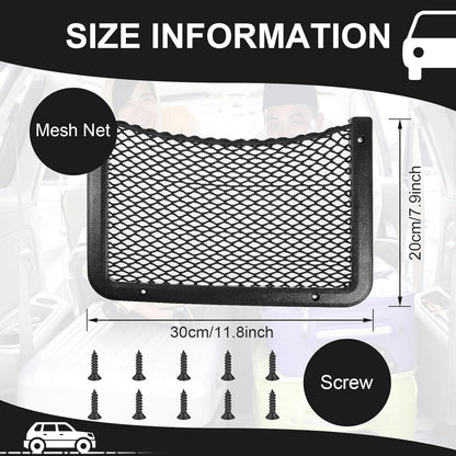 2 Pcs ABS Plastic Frame Car Storage Net Bag Phone Car Mesh Net Holder RV Storage Boat Cargo Pocket Organizer Framed Mesh Pocket with Screws for Auto RV (12 X 8 Inch)